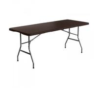 7house Mesa Plegable Portátil Resina 180cm Marrón Efecto Ratán 7house