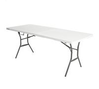 Mesa Plegable Rectangular Lifetime Efecto Granito, 185x76x74 Cm, Blanco