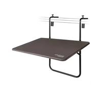 Mesa plegable rectangular, para barandilla balcón o terraza, color antracita, 60x40x60/67 cm, altura ajustable, 3 posiciones inclinación, tablero abatible, máx. 20 kg, acero y madera MDF, resistente y