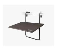 Mesa plegable rectangular, para barandilla balcón o terraza, color antracita, 60x40x60/67 cm, altura ajustable, 3 posiciones inclinación, tablero abatible, máx. 20 kg, acero y madera MDF, resistente y
