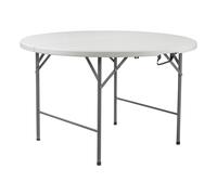Mesa Plegable Redonda Efecto Granito Blanco Ø150x74cm 7house White