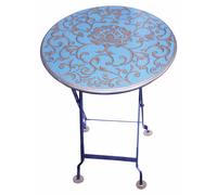 Mesa plegable redonda Meander, color azul/dorado, diámetro 45 cm, altura 61,5 cm