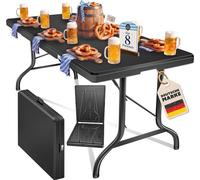 Mesa plegable Silecomplaza, estilo buffet, de plástico, 183x76 cm. Mesa para camping, fiestas, jardín, terraza y balcón. Se pliega para facilitar su transporte y almacenamiento. Capacidad para 6 perso