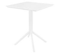 CLP Mesa Plegable Sky Cuadrada o Redonda En Plástico I Mesa Fácil De Almacenar para Exterior Resistente A La Intemperie, Color:Blanco, Forma:Angular