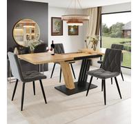 Mesa plegable STILVORA con aspecto de madera y patas con forma de ala. Mesa plegable con patas ajustables. Mesa de comedor moderna para cocina, salón y balcón