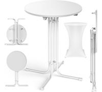 Mesa plegable tipo bistró, mesa redonda plegable con cubierta, resistente a la intemperie, ideal para jardines, bistrós, bodas y eventos al aire libre, color blanco