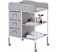 Mesa portátil para cambiar pañales, con 3 cajones y ruedas