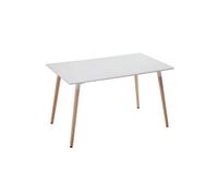Mesa Rectangular Dinamarca - patas madera - Tapa DM - Color blanco.