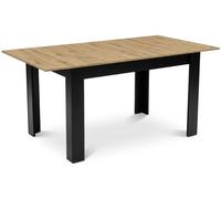 Mesa rectangular extensible de 120-160x80 cm, ideal para cocina o comedor, para 4-6 personas, con acabado en roble "artisan"