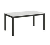 Mesa Rectangular Extensible Evy Con Capacidad De 6 A 20 Personas L 180 A 440 Cm Fresno Blanco Y Metal Antracita