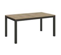 Mesa Rectangular Extensible Evy, De 6 A 20 Plazas, L 180 A 440 Cm, Madera Clara Y Metal Antracita