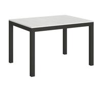 Mesa Rectangular Extensible Evy Para 4 A 10 Personas L 120 A 224 Cm Fresno Blanco Y Metal Antracita