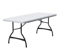Mesa Rectangular Patas Abatibles, 182x76x74 Cm, Blanco Efecto Granito