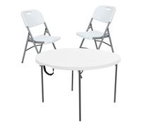 Mesa redonda 120x74 cm + 2 sillas plegables