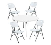 Mesa redonda 120x74 cm + 4 sillas plegables