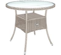 Mesa redonda beige vidrio esmerilado 80cm diámetro jardín