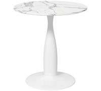 Mesa redonda blanca – Mesa compacta para cocina – 70x74 cm – Estructura de acero con revestimiento en polvo y superficie de melamina
