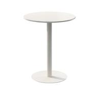 Mesa Redonda Blanca para bistró, 40 cm de Altura, 62 cm/72 cm de diámetro, Base metálica, Ideal para cafeterías, Bares de cócteles, restaurantes comerciales y Locales de postres. C