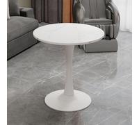 Mesa redonda de comedor, color blanco con aspecto de mármol, diámetro 70 cm. Mesa de estilo mid-century, ideal para bistró, para 2-4 personas. Mesa de cocina compacta y que ahorra espacio