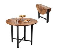 Mesa redonda de comedor para 3-5 personas, mesa de comedor plegable de 92 cm, mesa de cocina de madera, mesa extraíble con patas de metal sólido, estilo retro, pequeña mesa de comedor compacta para