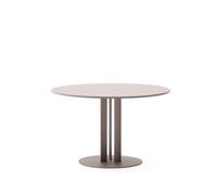 Mesa redonda de exterior Sedalis de acero con tablero de aluminio gris paloma, Ø120 cm