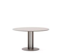 Mesa redonda de exterior Sedalis de acero con tablero de aluminio gris paloma, Ø120 cm