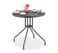 Mesa redonda de jardín Relaxdays, con aspecto de madera, color gris