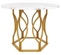 Mesa redonda dorada y blanca - 100x100x76 cm - Tablero de mesa de MDF