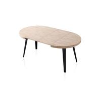 Due-Home Innovations Mesa de comedor Berg extensible redondo 76x100-140-180 cm Nordish oak/black