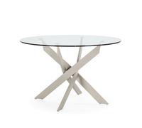 Mesa redonda fija cristal ruth color crema - conforama