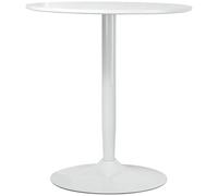 Mesa redonda - Mesa para dos personas - Mesa tipo bistró - Mesa de cocina - Mesa blanca compacta - Estructura de acero