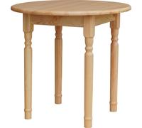 Mesa redonda modelo II, fabricada en madera maciza de pino y con acabado lacado, de 90 cm de diámetro