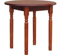 Mesa redonda modelo "Runder Tisch II" fabricada en madera maciza de pino, con acabado en color Calvados, de 90 cm de diámetro