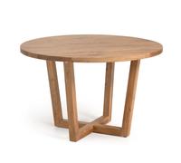 Mesa redonda Nahla de madera maciza de acacia con acabado natural, Ø 120 cm.