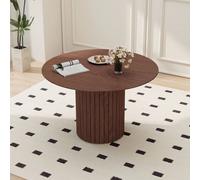 Mesa redonda nórdica, mesa de comedor de madera maciza, organizador, centro de biblioteca, mesa redondeada, balcón, sala de estar, muebles para el hogar Light Brown