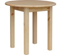 Mesa de comedor redonda de pino maciza, 90 cm, pino, barnizada