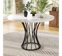 Mesa redonda para comedor, mesa de comedor con patas negras, mesa ligera y elegante, mesa de cocina para comedor o sala de estar, 80x80x76 cm, blanca