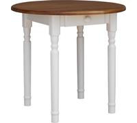 Mesa redonda para comedor o cocina, color blanco y roble, 90 cm de diámetro