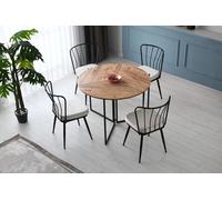 Mesa redonda para comedor Skye Decor, de roble y melamina. Duradera, elegante y con estilo. Mesa plegable para comedor, ideal para familias, personas solteras o parejas. Color: roble