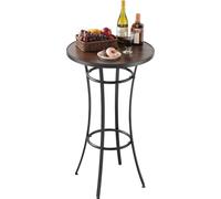 Mesa redonda para exteriores, de 60 cm de altura, ideal para barras o como mesa bistró. Mesas para comedor en patios con superficie fácil de limpiar y estructura de metal resistente. Mesas altas para