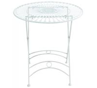 Mesa redonda para jardín, apta para interior y exterior, de metal, modelo Shanie, para 4 personas, resistente a la intemperie, color blanco, 71x71x71 cm