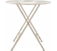 Mesa redonda para jardín, de metal, marca And Outdoor, modelo Lysanne, para 4 personas, resistente a la intemperie, color crema, dimensiones: 71x71x71 cm