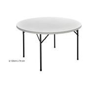 Mesa Redonda Plegable 120cm Blanca Portátil con Asa | Capacidad 6-8 Personas | Alta Resistencia 150kg | Ideal para Jardín, Camping, Catering y Eventos | Interior y Exterior