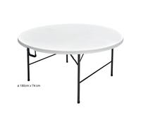 COFAN - Mesa Redonda Plegable Blanca | Medida: 180 x 74 cm | Cierre Plegado por la Mitad