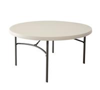 Mesa Redonda Plegable con Tablero de Polietileno de Alta Densidad, 152x152x74 Cm, Blanca