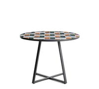 Mesa redonda Tella de acero galvanizado color grafito y azulejos multicolores Ø120 cm