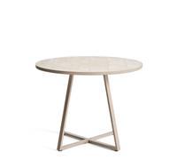 Mesa redonda Tella en acero galvanizado gris paloma y azulejos beige, Ø120 cm