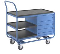 Mesa rodante industrial eurokraft pro, 3 pisos, 1 cajonera