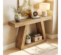 Mesa-sofá LITTLE TREE de 140 cm con espacio de almacenamiento, consola de estilo rústico para el hogar, mueble de madera rectangular para la entrada, oficina o pasillo