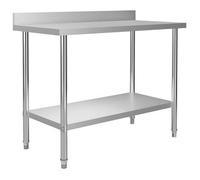 vidaXL: Mesa de trabajo de cocina con borde elevado, 120 x 60 x 93 cm, acero inoxidable
